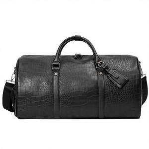 Large Capacity Luxury Unisex Duffel Travel <b>Bag</b> Multi-Functional Waterproof Zipper <b>Soft</b> Handle Geometric Pattern PU <b>Leather</b> - Product Image 3