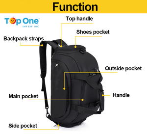 TopOne Bolsas Deportivas Logotipo personalizado Bolsa de gimnasio para deportes al aire libre con bolsillo húmedo Compartimento para zapatos Bolsa de lona de viaje - Product Image 3