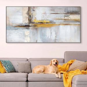 Decoración del Hogar, Geométrica, 100% Pintada a Mano, Arte Abstracto Moderno en Óleo sobre Lienzo, 60x90cm, con Marco, para Sala de Estar - Product Image 1