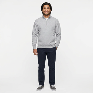 Sudadera con capucha para hombre, 100% algodón, estilo vintage, color gris jaspeado, dos bolsillos laterales, corte regular, media cremallera, parte inferior gruesa - Product Image 1