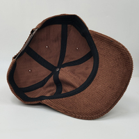 Casquette Snapback 5 panneaux non structurée à dessus plat en velours côtelé de haute qualité 2026, personnalisable avec logo tissé et broderie 3D, pour le sport