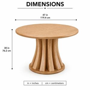 Mesa de Comedor Redonda Resistente Nesthouz con Base de Madera Natural, Mueble Moderno para Comedor de 4 Personas - Product Image 5