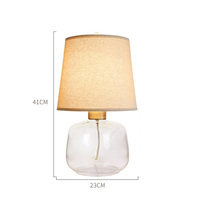 Lampe de salle à manger moderne avec lampe de table remplissable en verre transparent avec abat-jour en tissu à côté de la lampe pour le salon, les chambres et le bureau