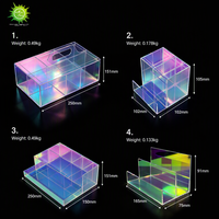 Boîte de rangement en acrylique holographique de luxe personnalisée pour cosmétiques, organisateur d'outils de maquillage, conteneur de rangement coloré