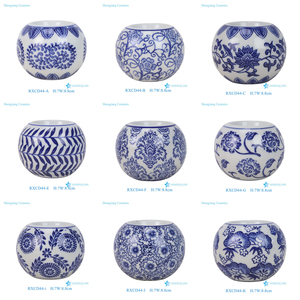 RXCD44 Rustic Chinoiserie Blue <strong>White</strong> Porcelain Christmas Candle Holders Handmade Eco-Friendly Small Ceramic Tabletop <strong>Candlestick</strong> - Product Image 5