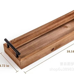 Wooden serving <b>tray</b> with metal handle, minimalist style, white tabletop candle decoration <b>tray</b>, <b>dinner</b> plate - Product Image 4