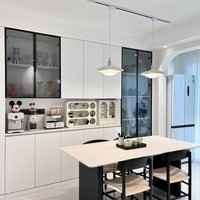 Mueble Bar Moderno para Sala de Estar con Diseño para el Hogar, Sin Formaldehído, Madera Contrachapada de Calidad, Vitrina de Vidrio con Iluminación LED
