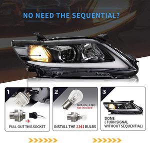 ไฟหน้าโปรเจคเตอร์ LED ของ vland ใช้ได้กับฐาน<span class=keywords><strong>2010</strong></span> 2011 <span class=keywords><strong>Camry</strong></span>, Le, SE และ Xle (เวอร์ชั่นสหรัฐ) W/Sequential - Product Image 4