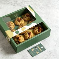 Boîte en carton personnalisée avec languette à ruban pour biscuits, chocolats, et emballage à emporter pour coupes de sauce, avec fenêtre transparente