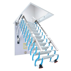 Attic Retractable Telescopic <strong>Wall</strong> <strong>Ladder</strong> &amp; Loft Staircase Carbon Steel Minimalist Design 10-12 Steps 300kg Load Capacity - Product Image 6