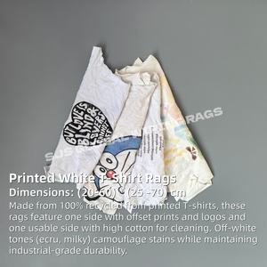 Trapos de Algodón Blancos para Taller IMPA 232906, 10 kg, Trapos de Algodón Blancos Estampados, Trapos de Algodón de Camiseta Blancos para Limpieza - Product Image 2