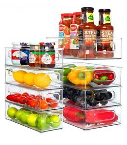 Kitchen Vegetable Refrigerator Food Organizers Freezers Storage Clear Plastic Pantry Storage Racks Refrigerator Organizer Bins