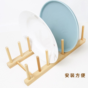 Bamboo Storage Rack Multi Functional Cup Holder Square Shape Kitchen Draining <b>Dish</b> Rack With <b>Stand</b> - Product Image 5