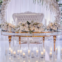 Nouvelle conception de table de mariage de luxe en acier inoxydable doré, table de la mariée, table de la mariée et du marié