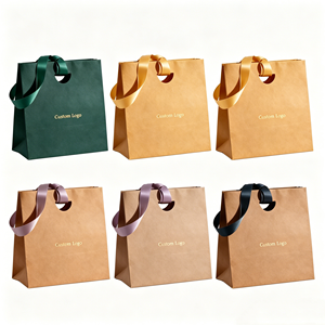 Minimalist Stylish <b>Paper</b> Tote Bags Deep Matte <b>Paper</b> Interior Custom Gold Logo For Small Gift Storage Souvenir Use And Daily Gift - Product Image 3