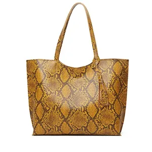popular Europe& USA market snake PU leather fashion handbag nice price ladies tote bag for sale