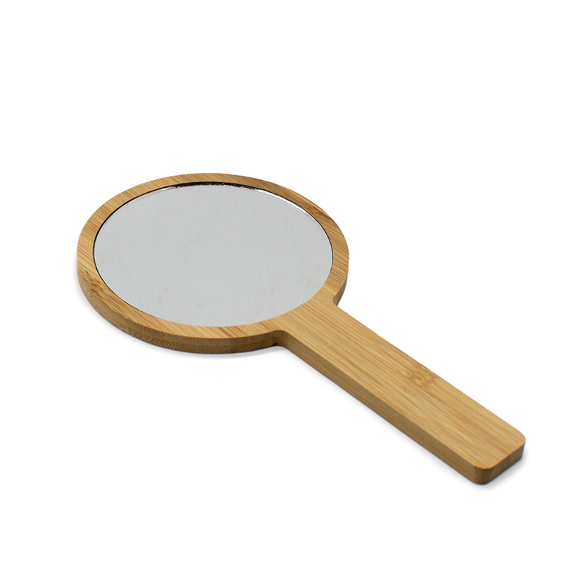 Производитель портативных ручных твердых круглых деревянных зеркал для макияжа первичное бамбуковое косметическое зеркало