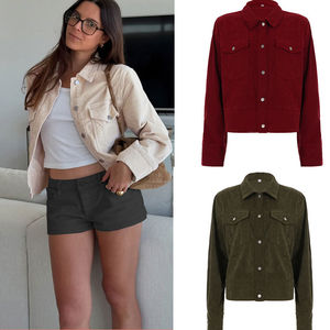 Corduroy Blazer Jackets For Women Business Casual Suit Blazers Long Sleeve Open Front Notched Lapel Collar Coats Black - View #6