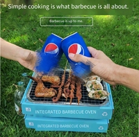 Barbecue moderne intégré jetable pour pique-nique en extérieur, à faible émission de fumée, en métal, réglable, avec allumage automatique, écologique