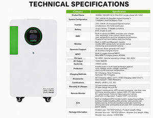 Système de stockage d'énergie solaire tout-en-un ESS LiFePO4 3600W 7680Wh 110V 120V 60Hz norme américaine 8000 cycles pour station d'alimentation de secours domestique - Product Image 2