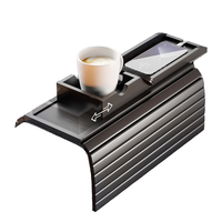 Plateau d'accoudoir de canapé pliable 2 en 1 antidérapant en bambou avec porte-gobelet pour boissons, téléphone, télécommande, collations