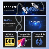 Kabel Data USB4 Type-C Elbow PD240W Pengisian Cepat 40G 8K HD Video 2m Jaket Nilon Garansi 12 Bulan untuk Perangkat Android