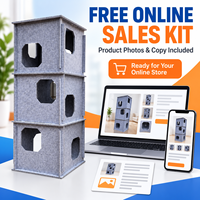 Tour pour chat modulaire personnalisée en feutre, multi-niveaux, pour intérieur, avec maisonnette, grotte et lit, et rampe d'accès. Vente en gros, OEM, ODM.