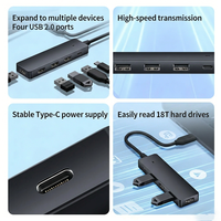 Hub USB de 5 Puertos ABS al por Mayor con 1 Puerto Tipo-C y 4 Puertos USB 2.0, Divisor de Datos de Alta Velocidad para Laptop, PC, Adaptador Extensor de Escritorio