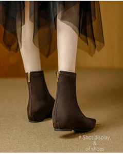 Nouvelles bottes à talons épais en cuir PU pour femmes, avec fermeture éclair, chaussures tendance pour femmes, nouveaux styles de bottes pour femmes - Product Image 6
