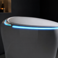 WC intelligent suspendu gris avec bidet électrique, couvercle automatique, siège chauffant, double chasse et télécommande