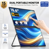 Écran portable pour ordinateur portable 15,6 pouces à trois écrans, 1080P IPS, type C, écran tactile, boîtier en alliage d'aluminium, support pliable intégré
