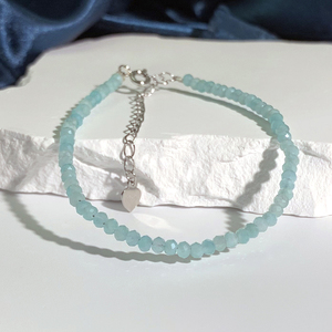 Nuoli NGB0025 Bohemian Jewelry Natural Crystal Gemstone Blue Amazonite 925 <strong>Silver</strong> Handmade Faceted Beads <strong>Bracelet</strong> for Girl - Product Image 3