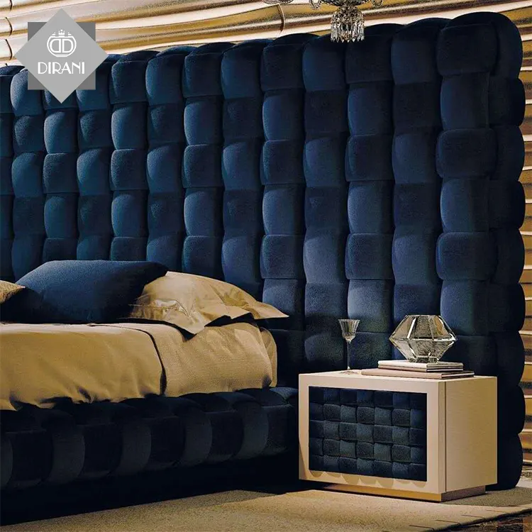 high quality ornate Italian hotel bedroom furniture drawer nightstand velvet modern luxury bedside table nightstands