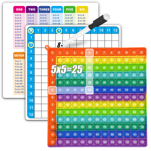 Jogo de Tabuleiro da Tabela de Multiplicação Montessori, Brinquedo Educacional de Matemática com Bolhas Pop, Flashcards e Conjunto de Canetas Apagáveis - Product Image 3