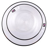 Assiette de Présentation en Verre de Luxe de 33 cm (13 Pouces) avec Bordure Argentée, Assiette de Service Élégante pour Mariage, Vente en Gros