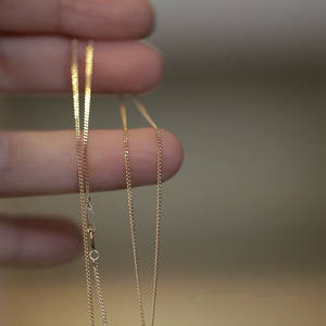 <span class=keywords><strong>Collier</strong></span> chaîne en argent sterling 925 B4636, plaqué <span class=keywords><strong>or</strong></span> 14 carats, chaîne fine simple, bijoux pour femmes et hommes - Product Image 1