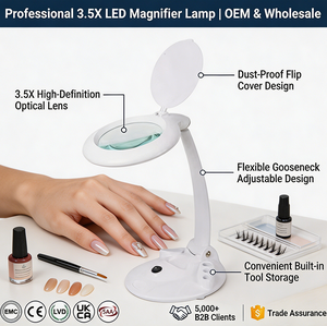 Loupe de bureau LED SAA en gros avec support d'outils intégré et couvercle rabattable pour soins personnels - Product Image 1