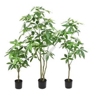 Amazon penjualan laris pohon plastik Pachira Macrocarpa tanaman pohon uang buatan Schefflera untuk dekorasi