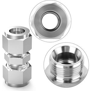 Raccord de tube à compression à double embout en acier inoxydable 304 robuste avec étanchéité sécurisée - Product Image 2