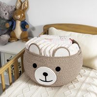 Paniers de rangement pour animaux Ours 10.5 \ "D X 8.5 \" H Corde en coton marron Paniers pour cadeaux de douche de bébé Poignées Paniers