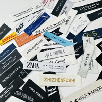 Étiquettes tissées personnalisées pour vêtements, étiquettes de col en satin haute densité, vente en gros directe d'usine
