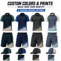 Conjunto de Uniforme de Pesca Personalizado de 4 Piezas, Camiseta Polo de Manga Corta de Secado Rápido, Pantalones Cortos, Gorra, Bragas para el Cuello, Sublimación OEM, MOQ Bajo