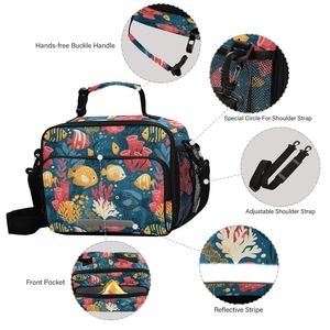 Colorful Fish Coral Print Custom Cartoon Kids <b>Insulated</b> Cooler <b>Lunch</b> Bag Waterproof Thermal Bento <b>Insulated</b> <b>Lunch</b> Bag for Kids - Product Image 4