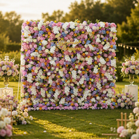 Nouvelle conception de mur de fleurs artificielles vert sur toile de fond déroulable pour la décoration de scène de mariage