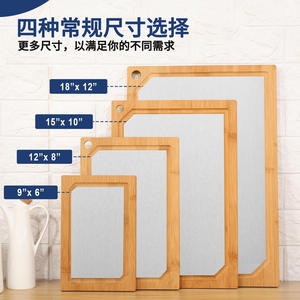 Tabla de Cortar Rectangular de Bambú y Acero Inoxidable Mdw, 18x12 Pulgadas, Apta para Lavavajillas - Product Image 2