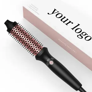 1.5 Inch Nhiệt Curling Sắt Bàn Chải Volumizing Nước Nóng Vòng Bàn Chải Gốm Tourmaline Ionic Curling Lược Curling Sắt