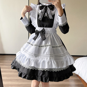 British Style Long Sleeve Maid Outfit Black Polyester Cosplay Costume For Anime Role Play 14 Years Up - Product Image 2