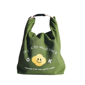Portable Bento Bag Canvas Insulated Lunch Bag With Smiley Face Design For Picnic And Daily Use - Product Image 5