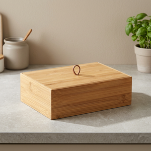 Bamboo Rectangle Storage Box with Handle for Multi-Purpose Neatening Use - Product Image 2