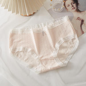 Braguitas de encaje sexy de talle medio para mujer, con lazo, transparentes, de color liso, estilo hipster, con parte inferior de algodón transpirable y antibacteriana, tejidas para uso diario. - Product Image 6